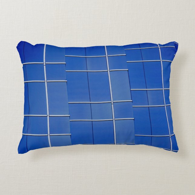 Cojín Decorativo Ventanales de cristal azul y blanco (Anverso)