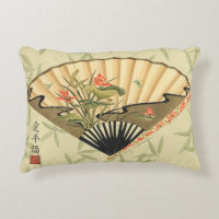 Ventilador de Geisha con hojas e impresión floral