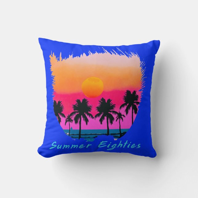 Cojín Decorativo Verano de los años 1980 Vibe Retro Playa (Anverso)