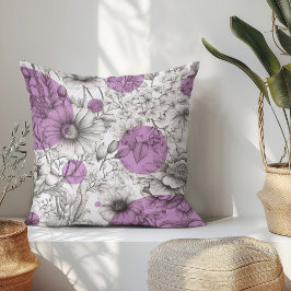 Cojín Decorativo Verano Floral decorativo Lilac Púrpura Peonía Retr