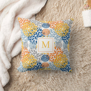 Cojín Decorativo Verano Floral Resumen Colores brillantes Monograma