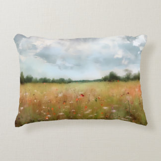 Cojín Decorativo Verano Meadow Arte paisajístico de flores silvestr