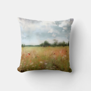 Cojín Decorativo Verano Meadow Arte paisajístico de flores silvestr