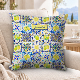 Cojín Decorativo Verano siciliano cítrico Mediterráneo mayólica