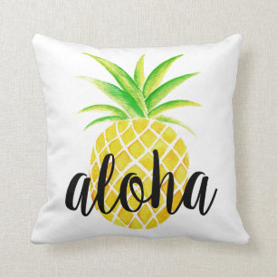 Cojín Decorativo Verano tropical de la hawaiana de la acuarela de