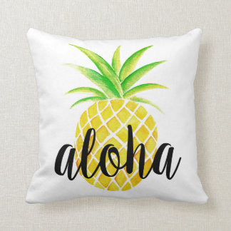 Cojín Decorativo Verano tropical de la hawaiana de la acuarela de