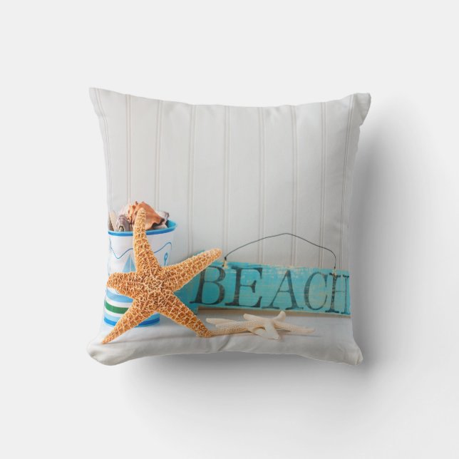 Cojín Decorativo Verano tropical de la playa de las estrellas de (Anverso)