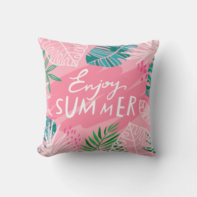 Cojín Decorativo Verano trópico de moda. Dejar pasar el sumario (Anverso)