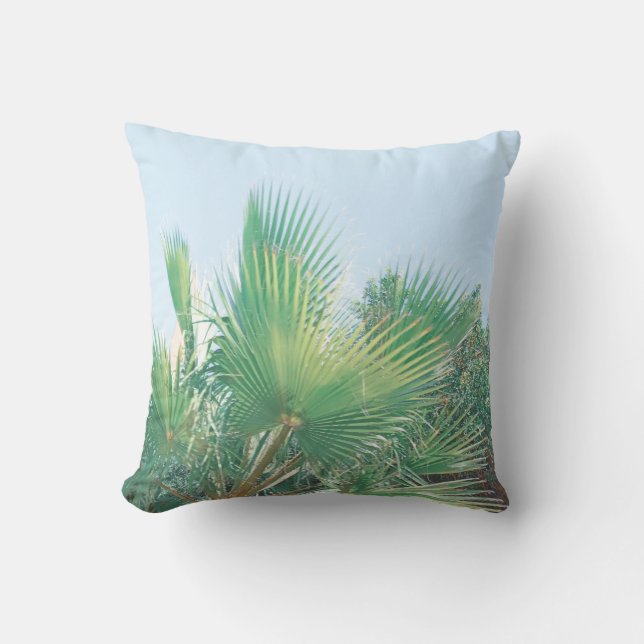Cojín Decorativo Verano Vibes Palm Tree deja verde pálido (Anverso)
