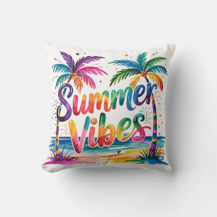 Cojín Decorativo Verano Vibes Tropical Palm Trees & Ocean Sunset