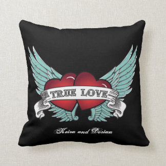 Cojín Decorativo Verdadero Amor Corazón De Ala Rockabilly