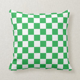 Cojín Decorativo Verde a cuadros y blanco