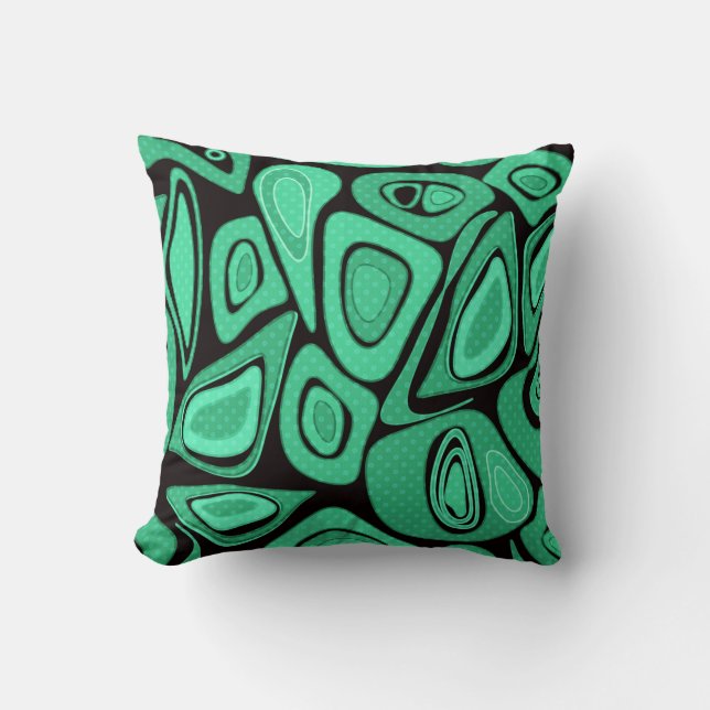 Cojín Decorativo Verde, abstracto, retro (Anverso)