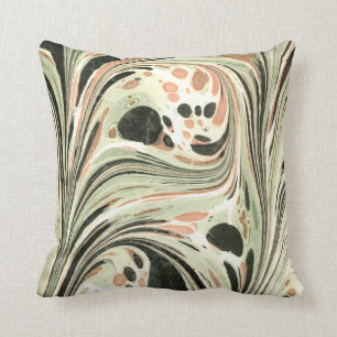 Cojín Decorativo Verde abstracto veteado del melocotón del diseño