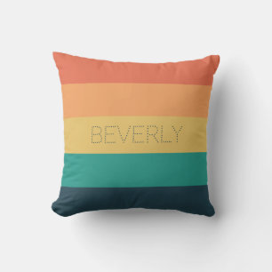 Cojín Decorativo Verde Amarillo Naranja, 5 Colores, Nombre Personal