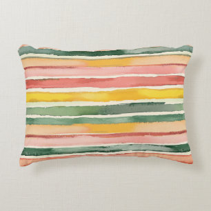 Cojín Decorativo Verde Amarillo Rojo Rosa Rayas Puntos