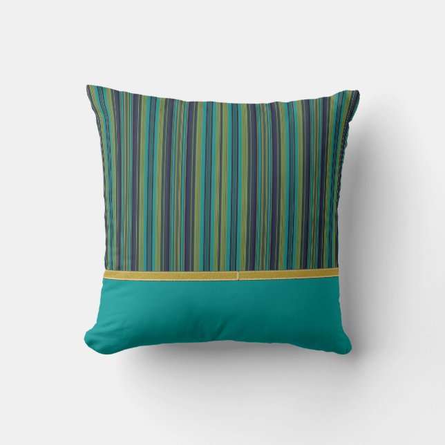 Cojín Decorativo VERDE AZULADA STRIPES American MoJo Pillow (Anverso)