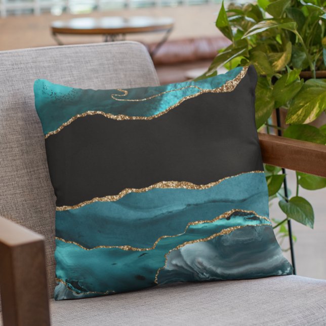 Cojín Decorativo Verde azulado Blue Agate Stone Relieve metalizado  (Subido por el creador)