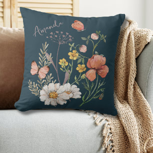 Cojín decorativo verde azulado Boho Wildflower