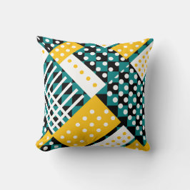 Cojín Decorativo Verde azulado oscuro y amarillo