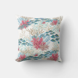 Cojín Decorativo Verde azulado Red Coral Reef Fish Coastal Ocean Be