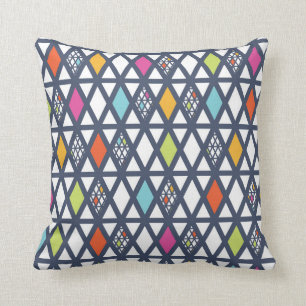 Cojín decorativo verde azulado rosado gráfico