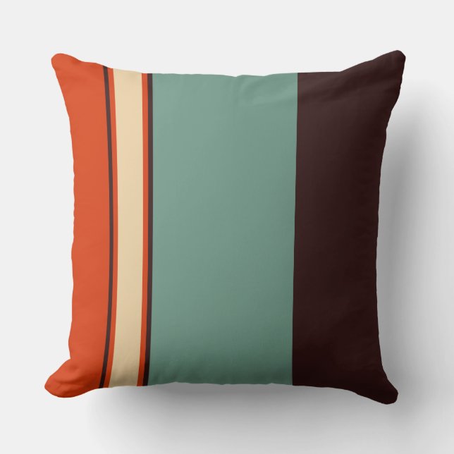 Cojín Decorativo VERDE AZULADO y NARANJA (Anverso)