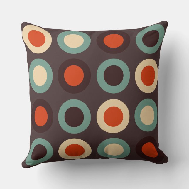 Cojín Decorativo Verde azulado y naranja medio-moderno (Reverso )