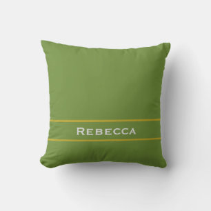 Cojín Decorativo Verde Bosque Color Sólido Vintage Monograma Sencil