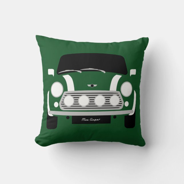 Cojín Decorativo Verde británico clásico Austin Mini Cooper de las (Anverso)