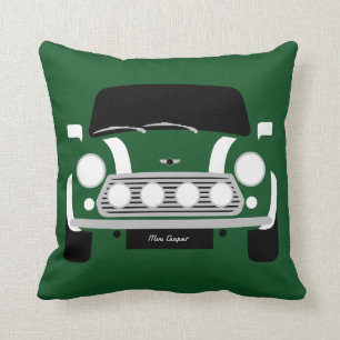 Cojín Decorativo Verde británico clásico Austin Mini Cooper de las
