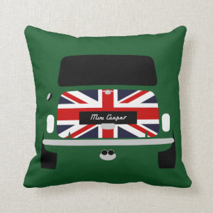 Cojín Decorativo Verde británico clásico Austin Mini Cooper de las