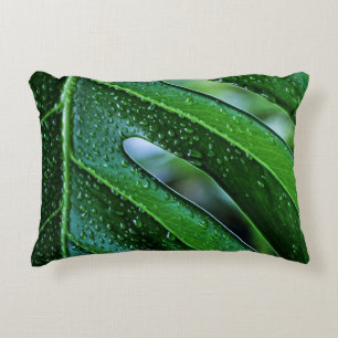 Cojín Decorativo verde de hoja de planta de Monstera
