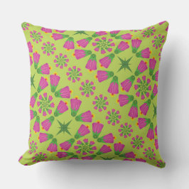 Cojín decorativo verde de la flor retro bell Manda