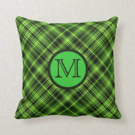 Cojín decorativo verde de la tela escocesa del