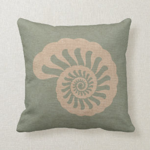 Cojín Decorativo Verde de Shell Seafoam del nautilus