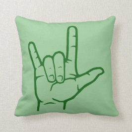 Cojín decorativo verde del ASL te amo