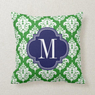 Cojín Decorativo Verde del damasco y personalizado elegantes de la
