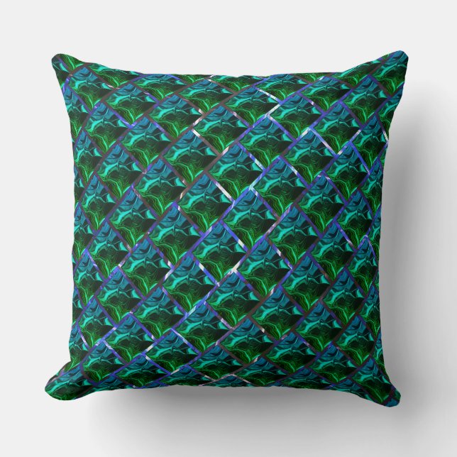 Cojín Decorativo Verde esmeralda e curvas, solloza niquelada? (Anverso)
