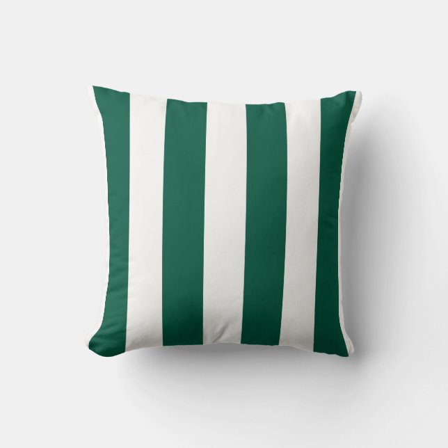 Cojín Decorativo Verde esmeralda y blanco a rayas (Anverso)