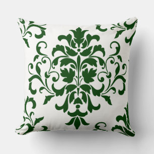 Cojín Decorativo Verde está de moda. Elegante Damasco Floral Verde