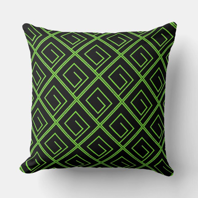 Cojín Decorativo Verde Geo Negro (Anverso)