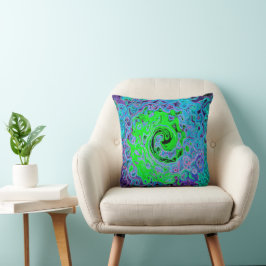 Cojín Decorativo Verde Lima Groovy Abstracto Retro Torbellino Líqui