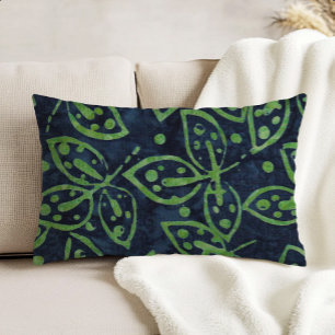 Cojín Decorativo Verde Marino Follaje Boho Estilo Batik
