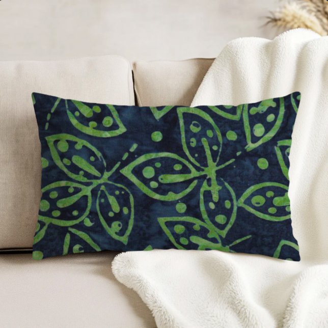 Cojín Decorativo Verde Marino Follaje Boho Estilo Batik (Subido por el creador)