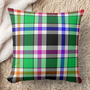 Cojín Decorativo Verde Negro Franela de cuadros escoceses multicolo