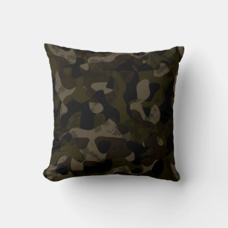 Cojín Decorativo Verde, negro, taupe y camuflaje abstracto marrón