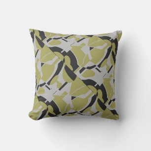 Cojín Decorativo Verde Oliva Claro Gris Negro Arte Abstracto Diagon