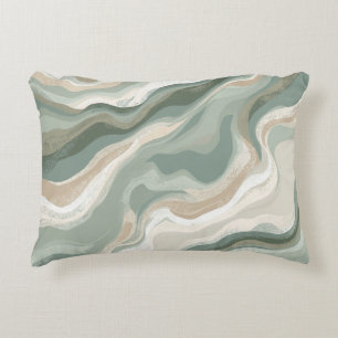 Cojín Decorativo Verde Oliva Pálido Beige Crema Salvia Abstracto Co