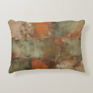 Cojín Decorativo Verde Oliva Salvia Naranja Quemada Abstracto Deter